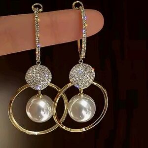 Elegant Gold and Silver Pearl Drop Earrings